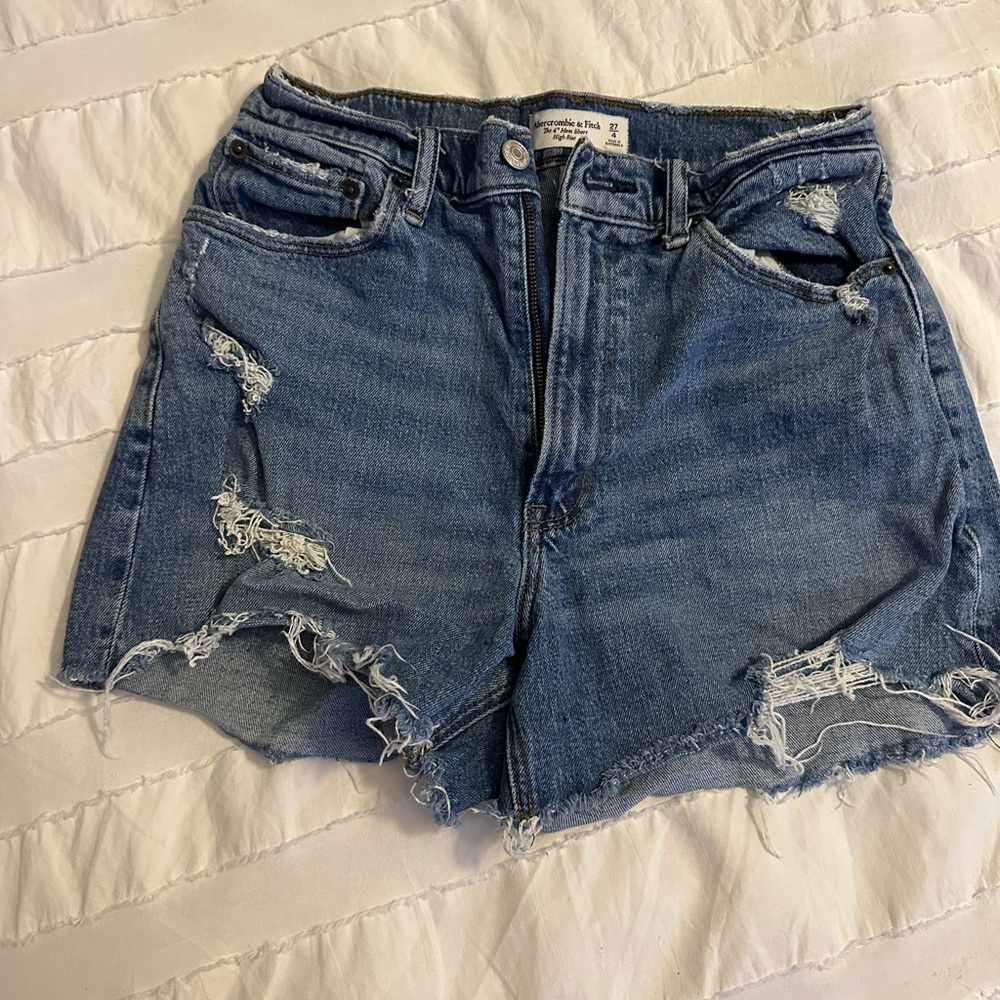 Abercrombie & Fitch Blue Jean Shorts Distressed Cut-Off
